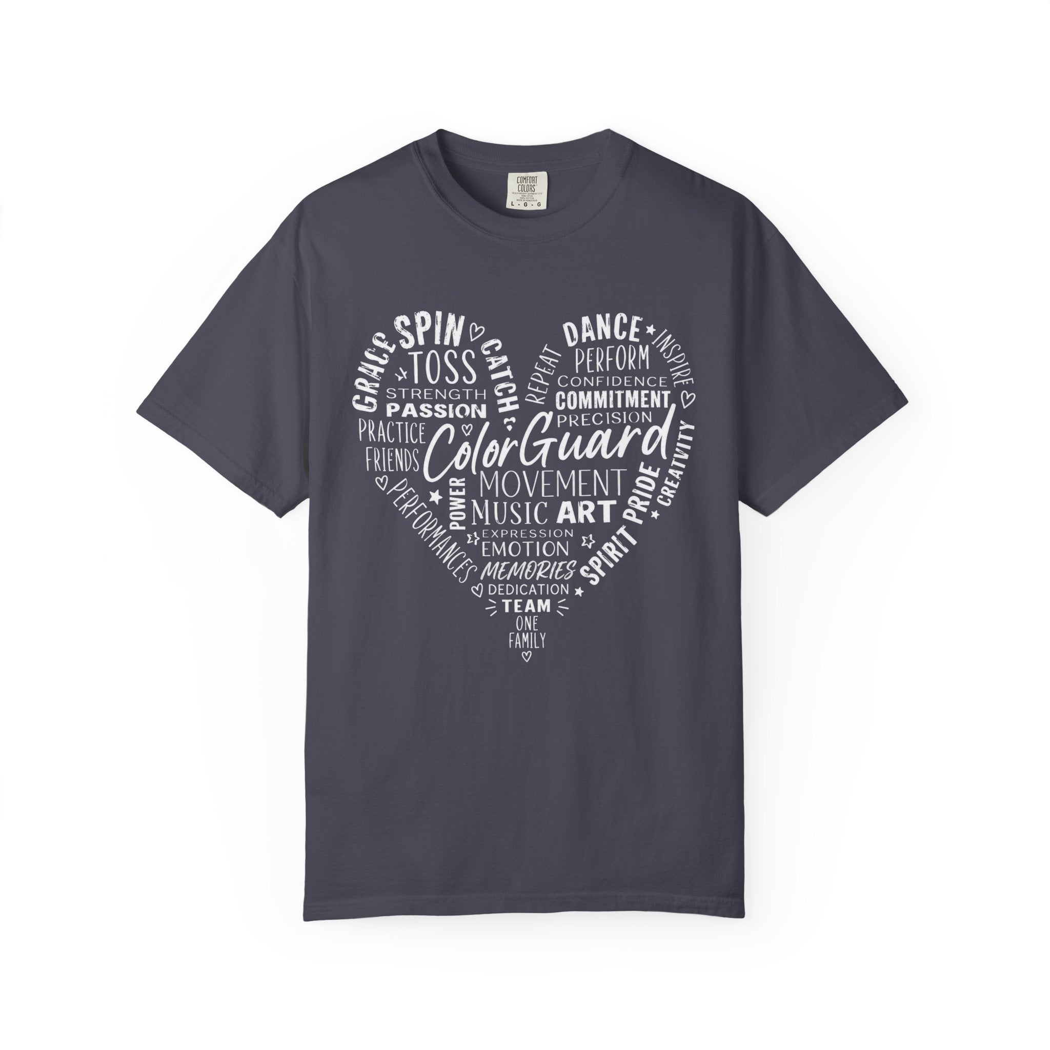Color Guard Heart Word Art T-shirt | Modern Color Guard Graphic Tee