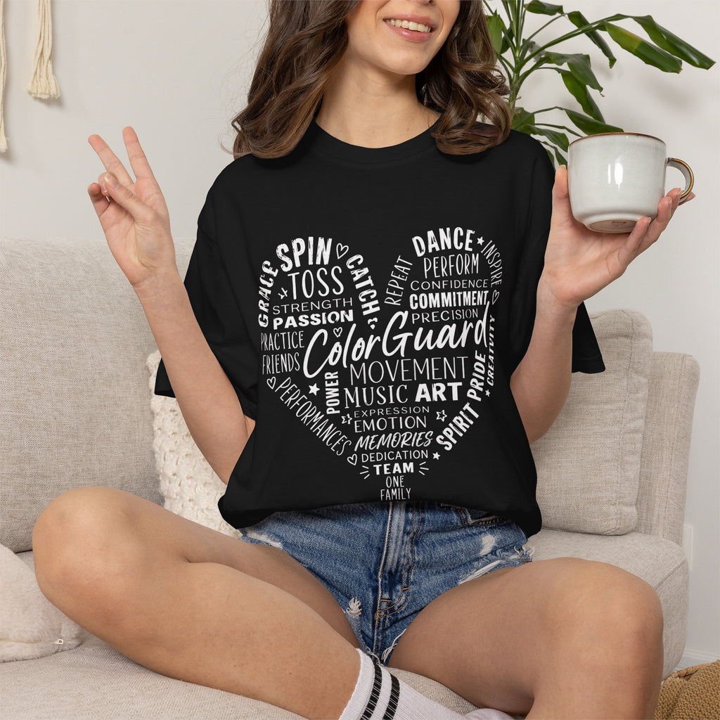 Color Guard Heart Word Art T-shirt | Modern Color Guard Graphic Tee
