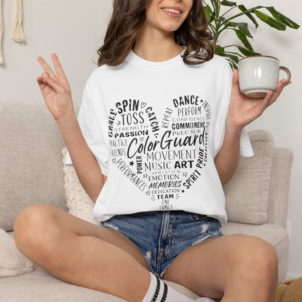 Color Guard Heart Word Art T-shirt | Modern Color Guard Graphic Tee