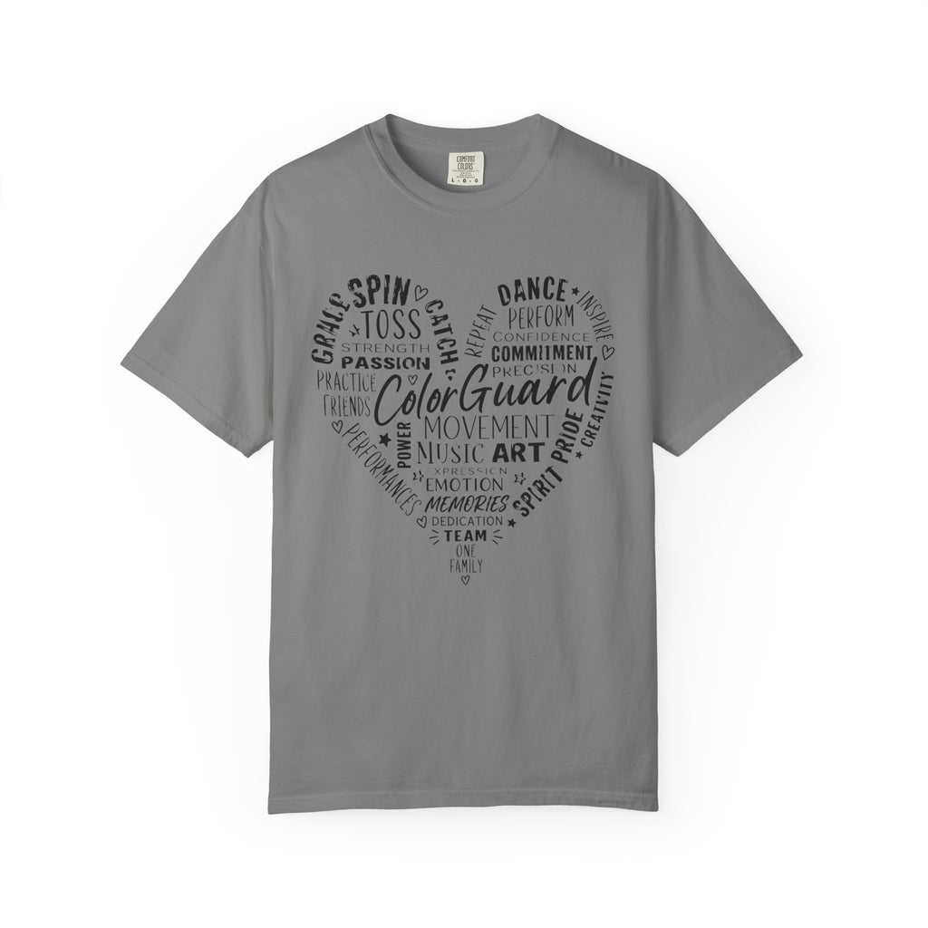 Color Guard Heart Word Art T-shirt | Modern Color Guard Graphic Tee
