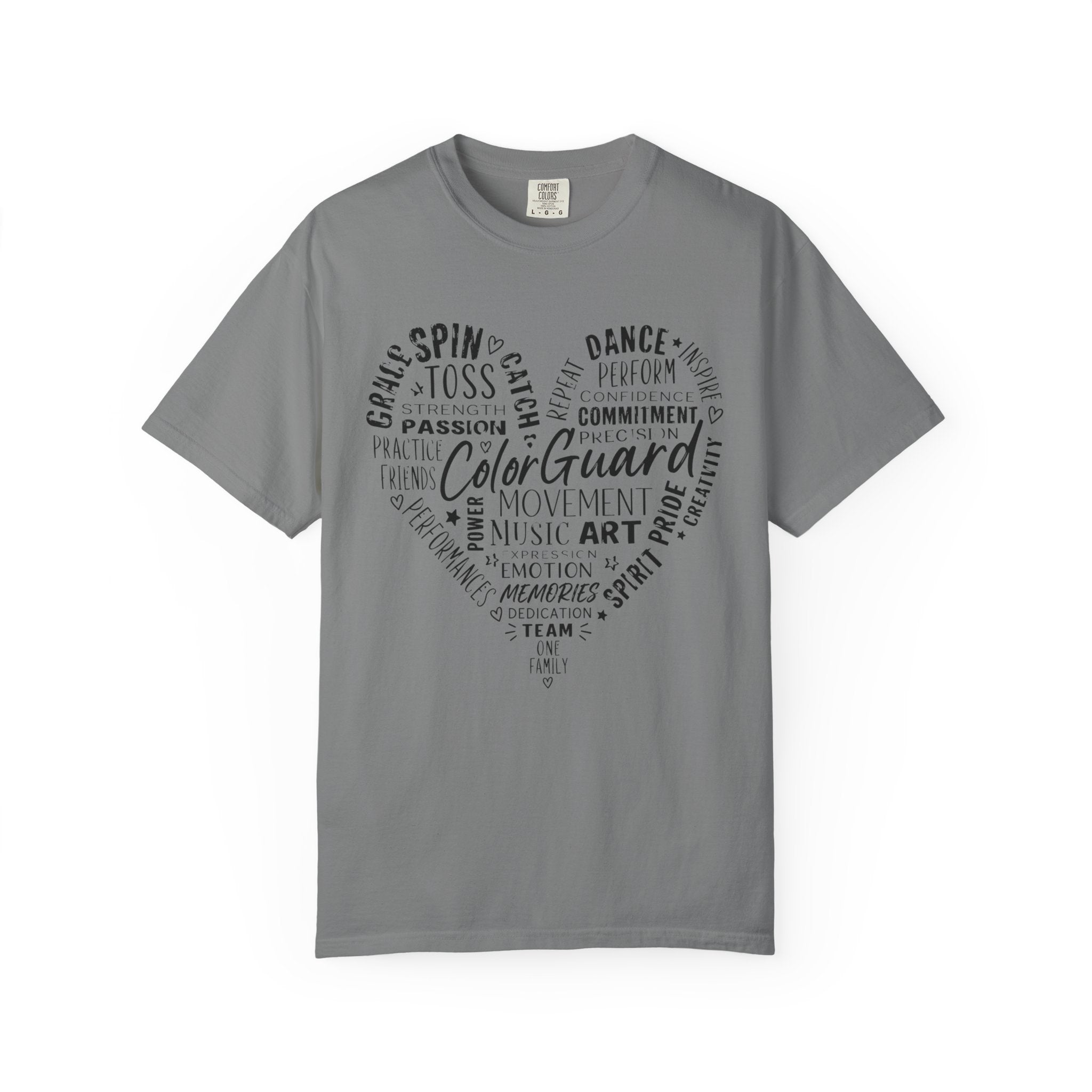 Color Guard Heart Word Art T-shirt | Modern Color Guard Graphic Tee