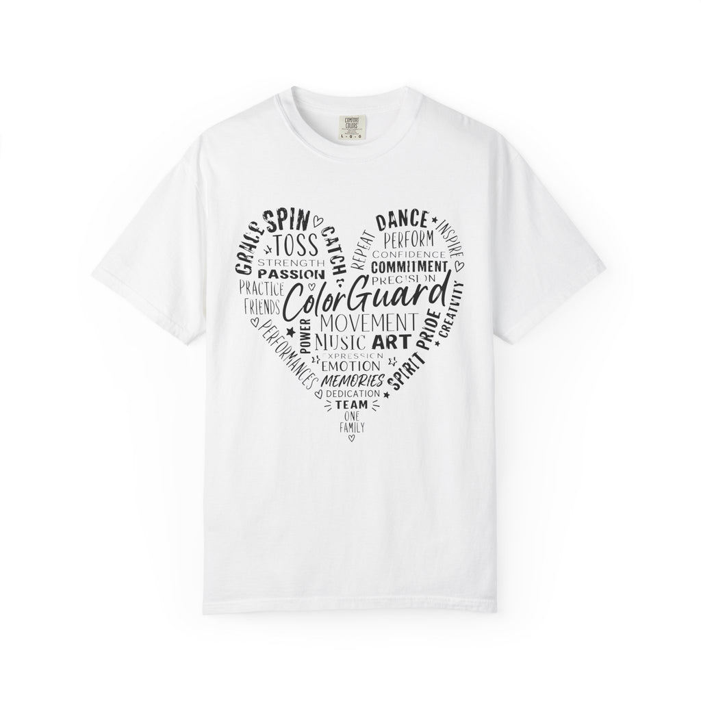 Color Guard Heart Word Art T-shirt | Modern Color Guard Graphic Tee