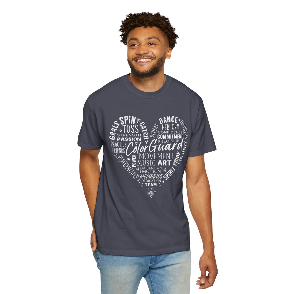 Color Guard Heart Word Art T-shirt | Modern Color Guard Graphic Tee