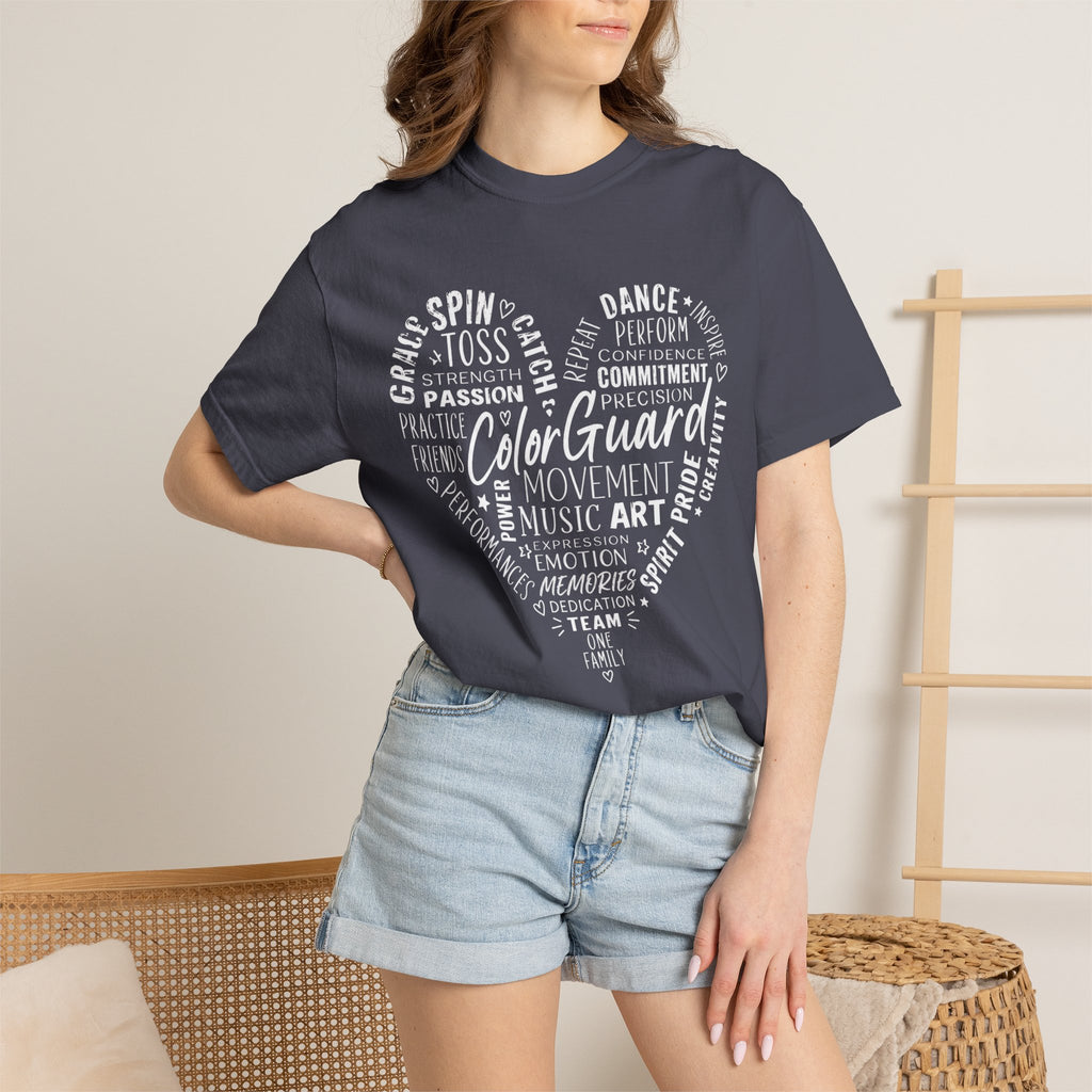 Color Guard Heart Word Art T-shirt | Modern Color Guard Graphic Tee