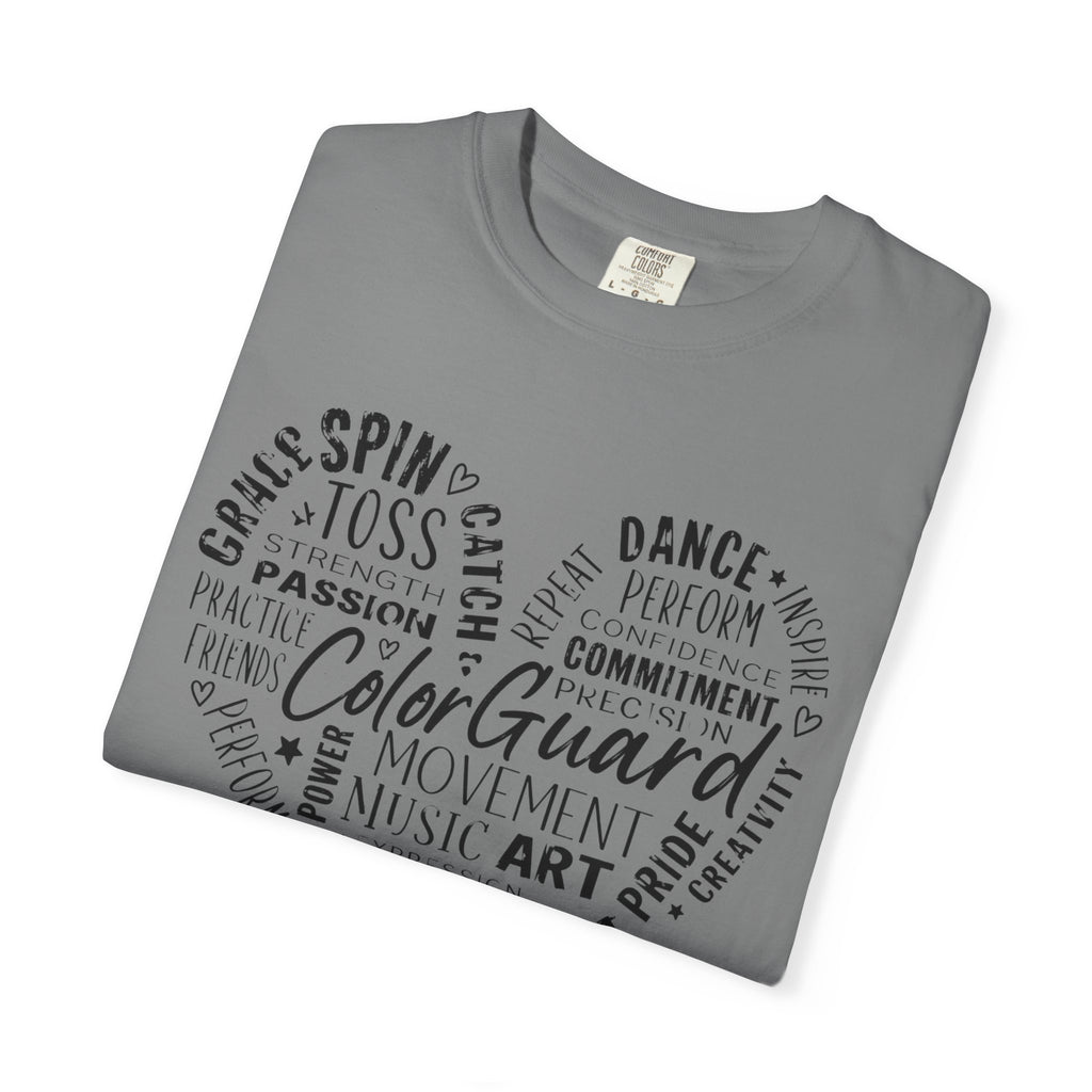 Color Guard Heart Word Art T-shirt | Modern Color Guard Graphic Tee