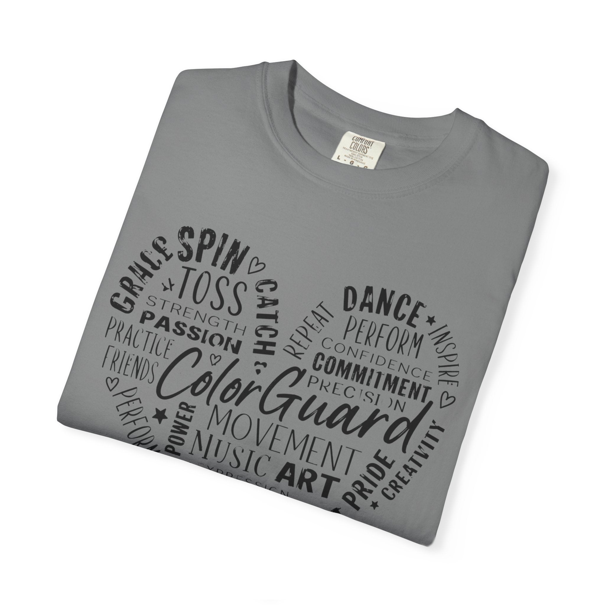 Color Guard Heart Word Art T-shirt | Modern Color Guard Graphic Tee