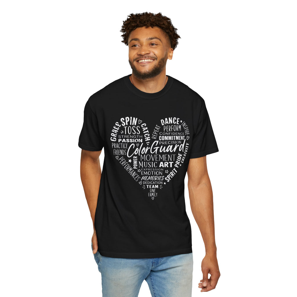 Color Guard Heart Word Art T-shirt | Modern Color Guard Graphic Tee