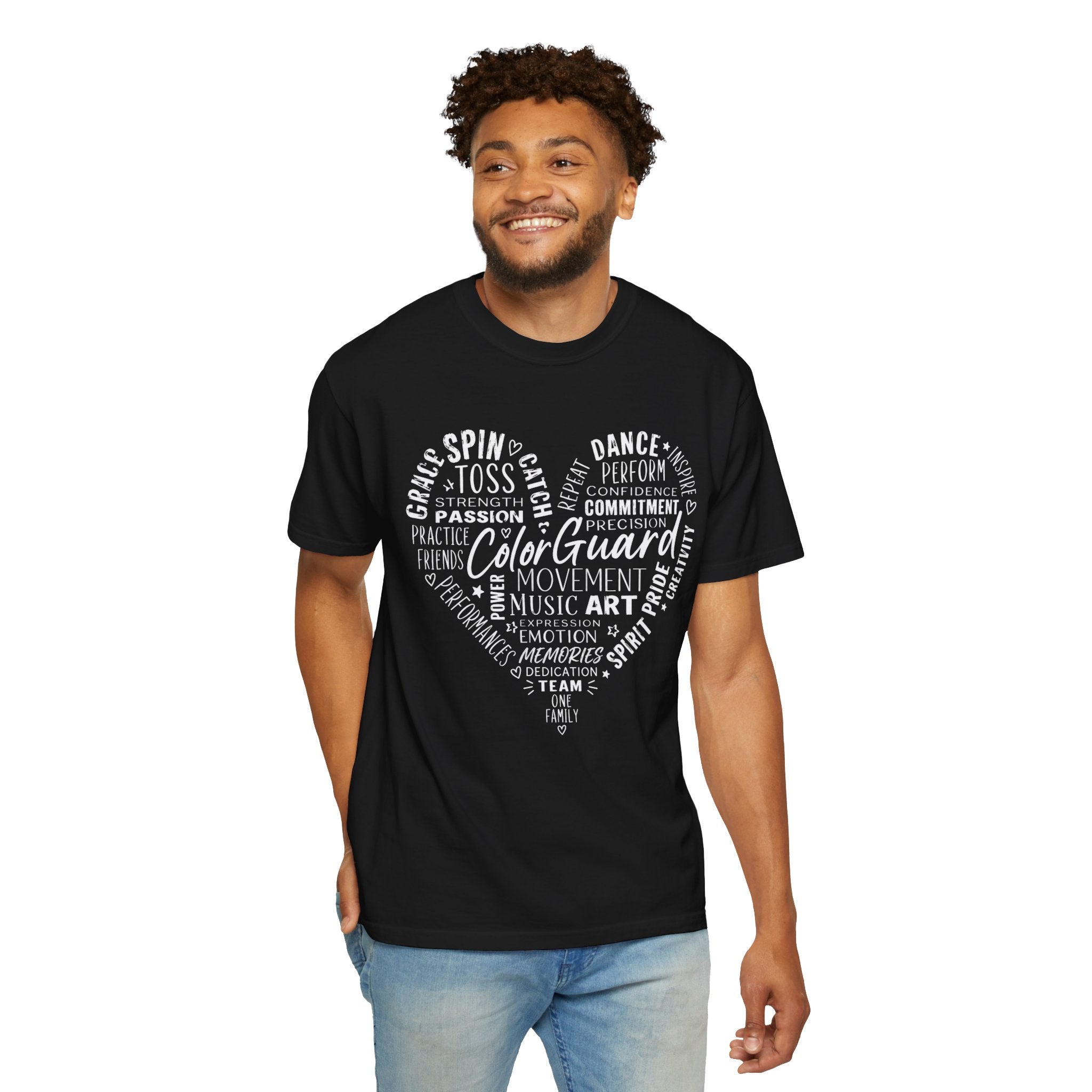 Color Guard Heart Word Art T-shirt | Modern Color Guard Graphic Tee