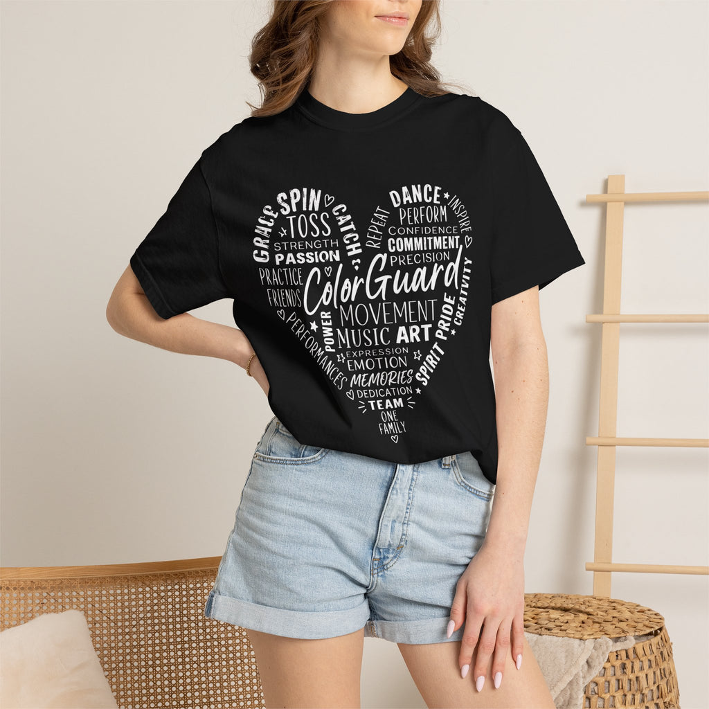 Color Guard Heart Word Art T-shirt | Modern Color Guard Graphic Tee