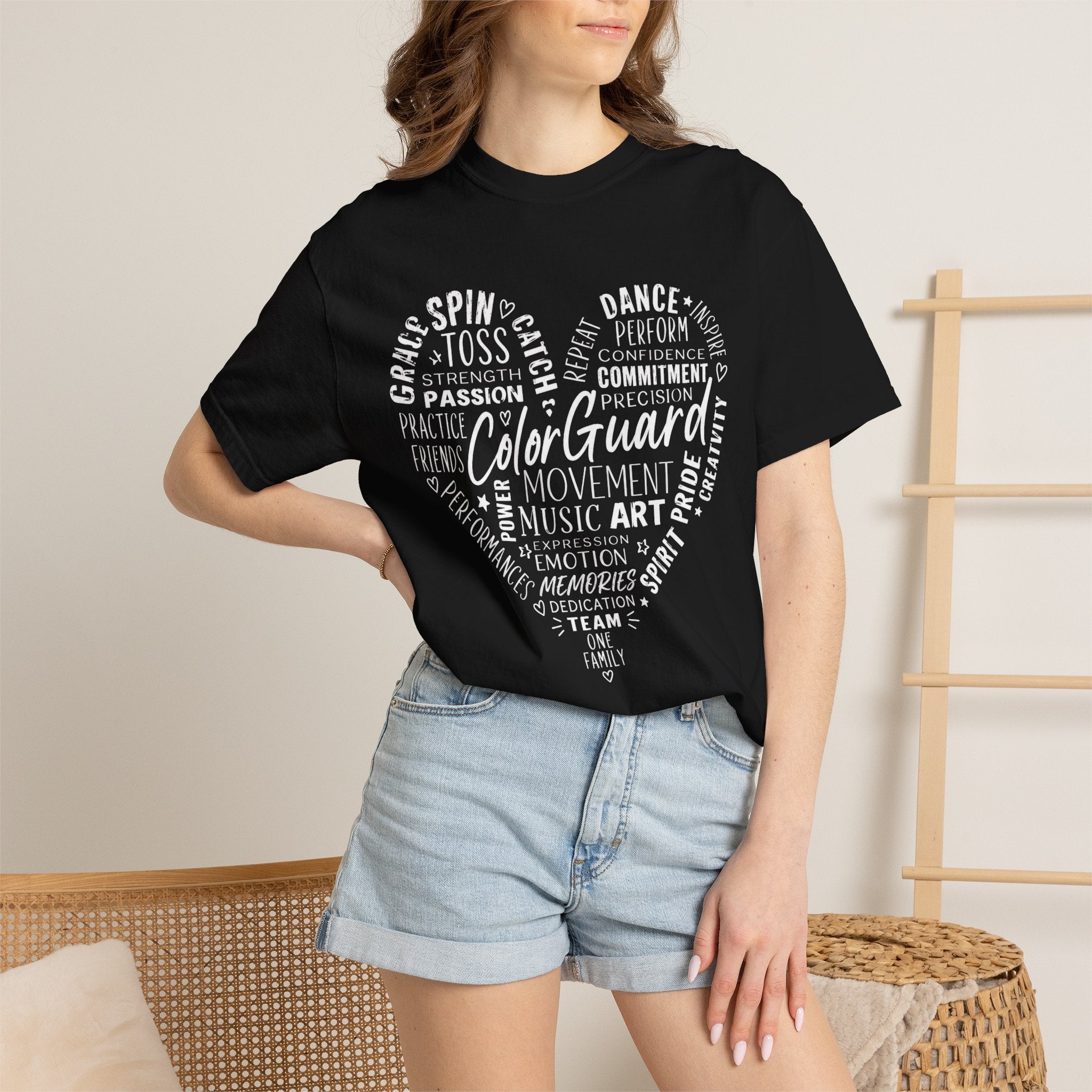 Color Guard Heart Word Art T-shirt | Modern Color Guard Graphic Tee