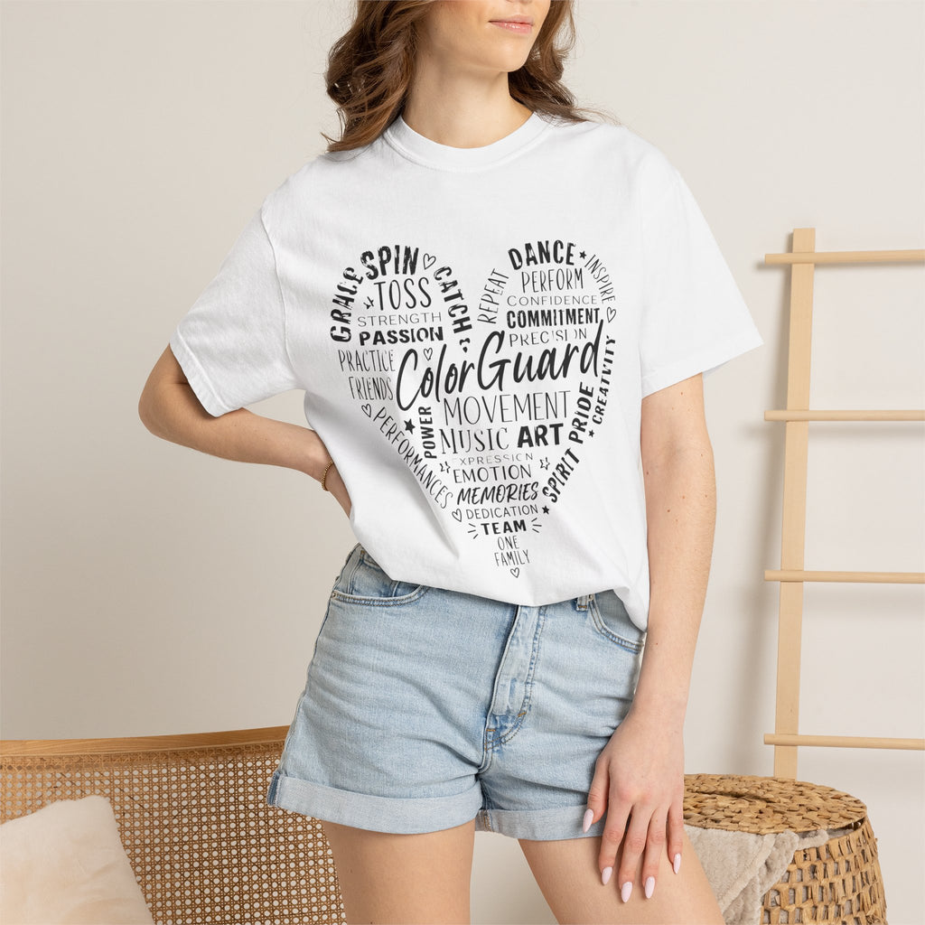 Color Guard Heart Word Art T-shirt | Modern Color Guard Graphic Tee