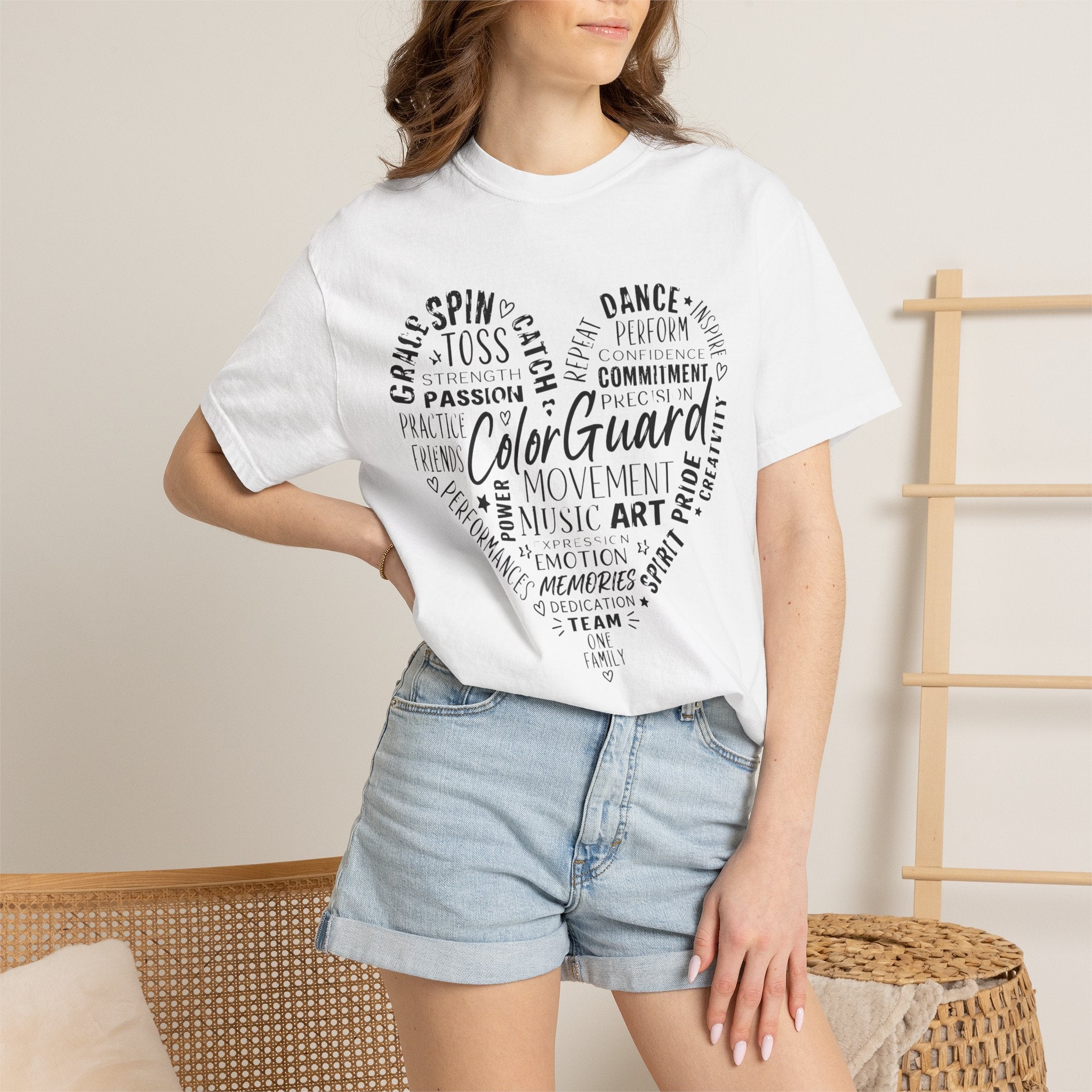 Color Guard Heart Word Art T-shirt | Modern Color Guard Graphic Tee