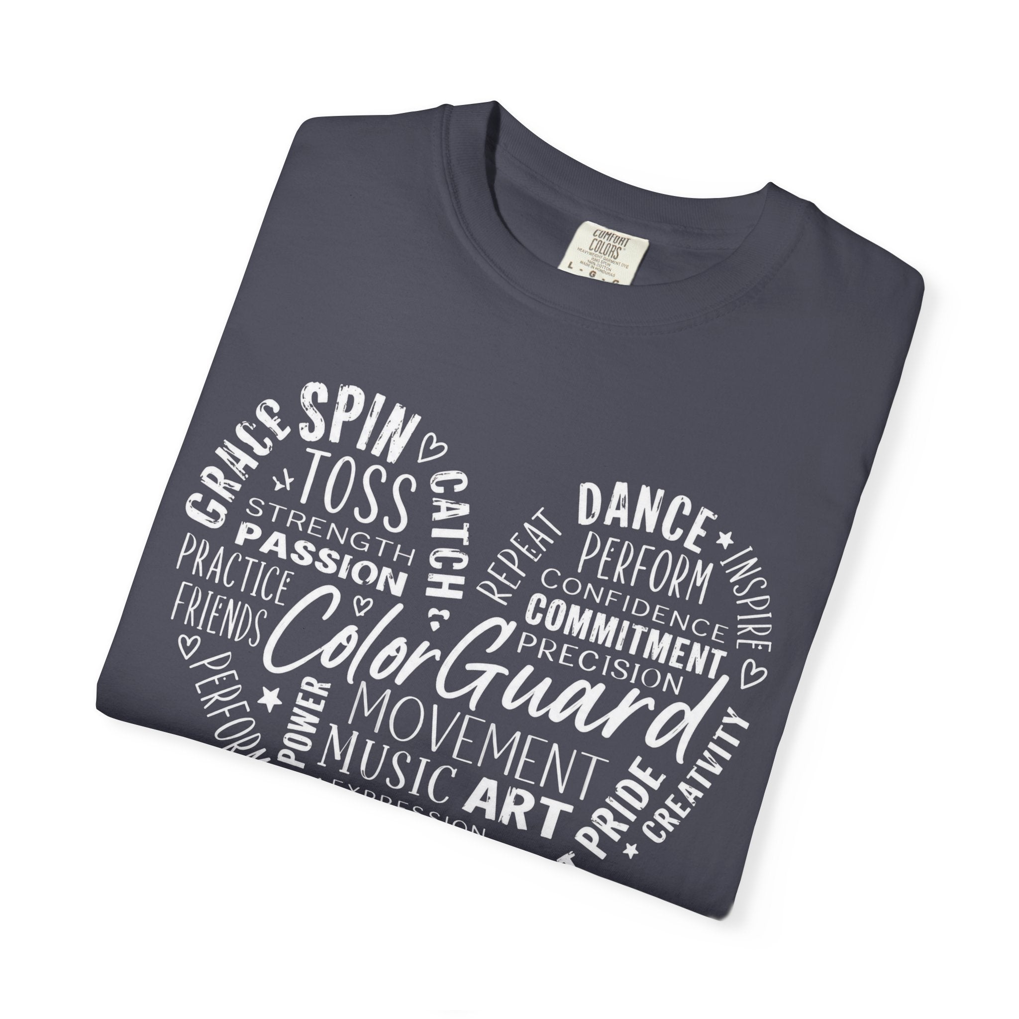 Color Guard Heart Word Art T-shirt | Modern Color Guard Graphic Tee