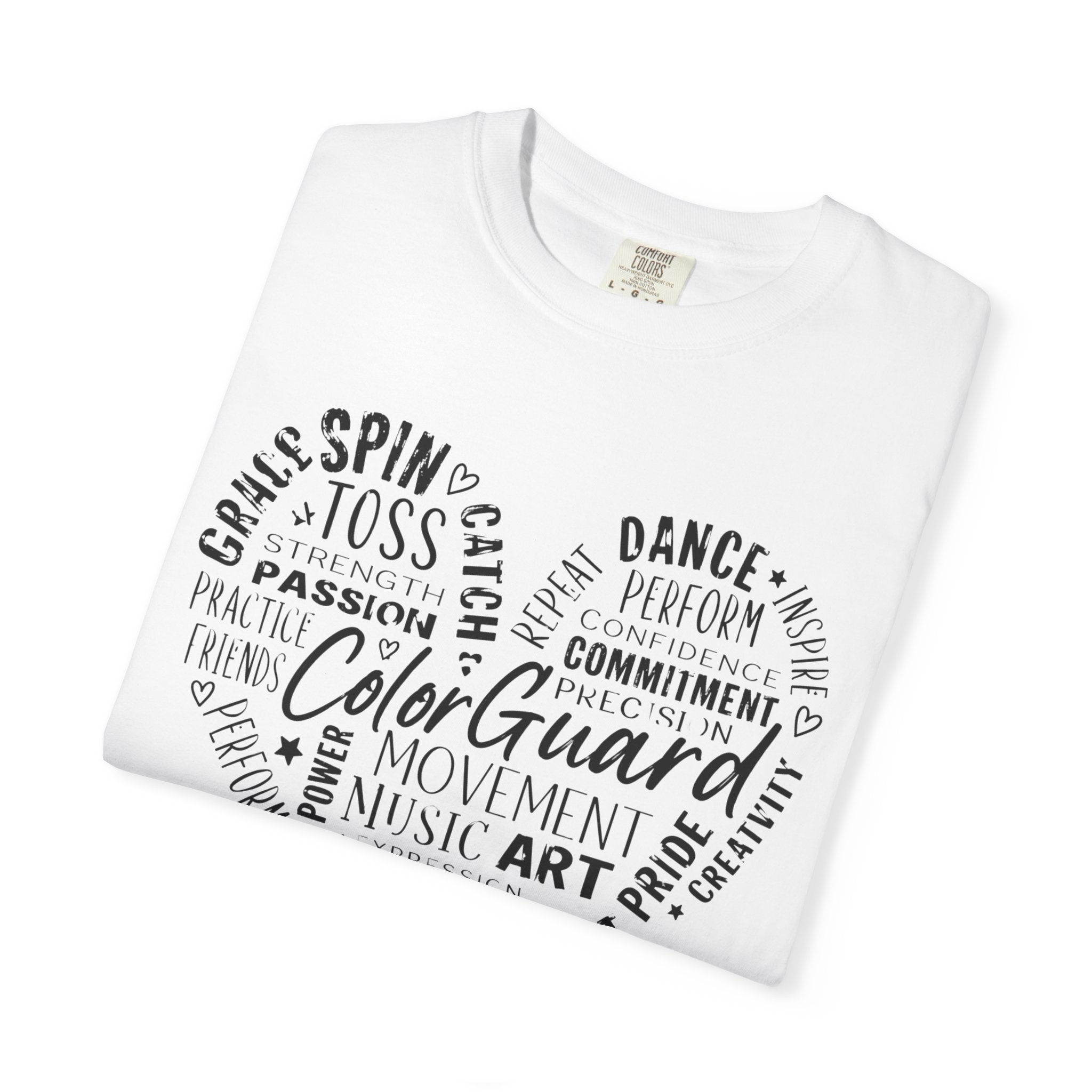 Color Guard Heart Word Art T-shirt | Modern Color Guard Graphic Tee