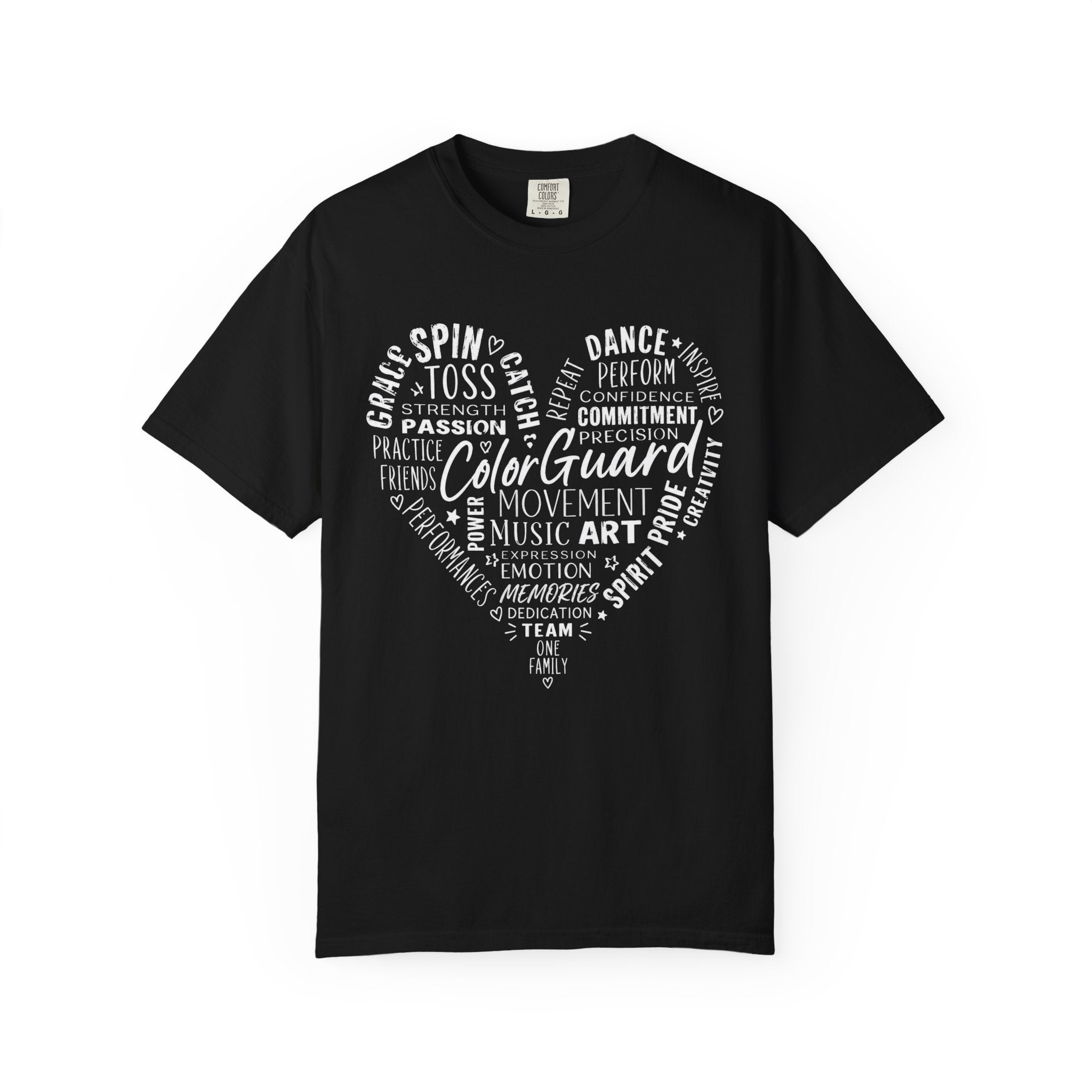 Color Guard Heart Word Art T-shirt | Modern Color Guard Graphic Tee
