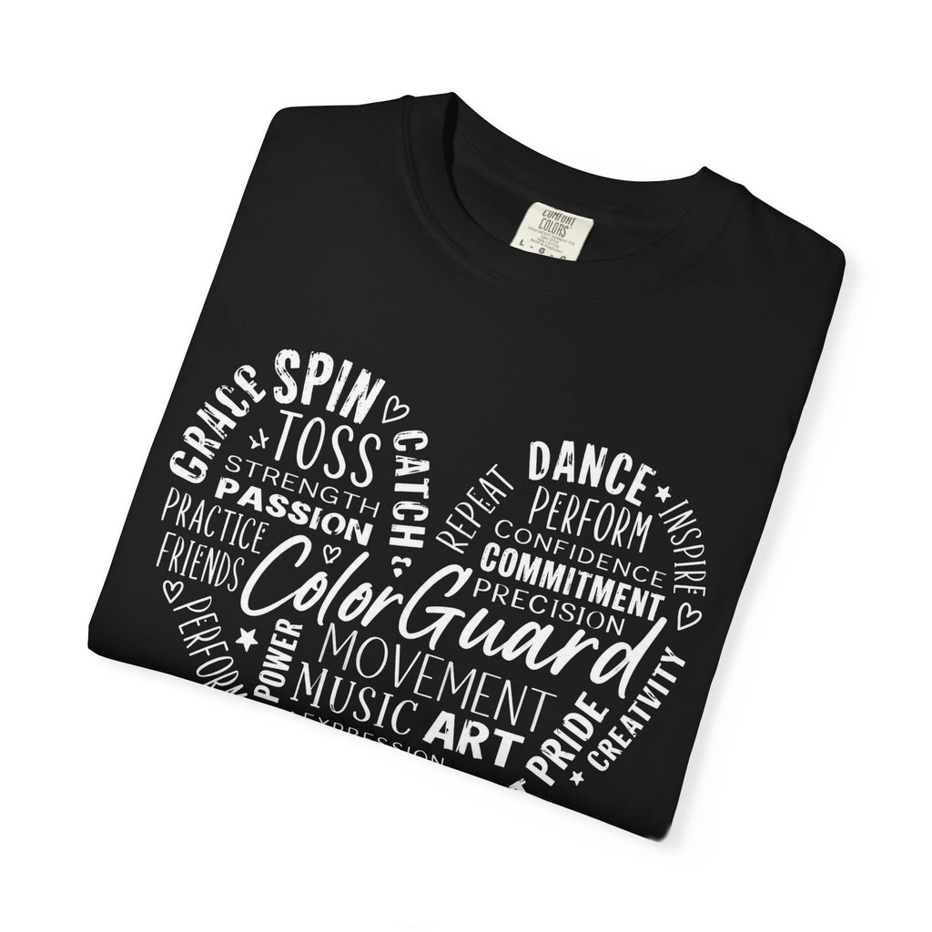 Color Guard Heart Word Art T-shirt | Modern Color Guard Graphic Tee