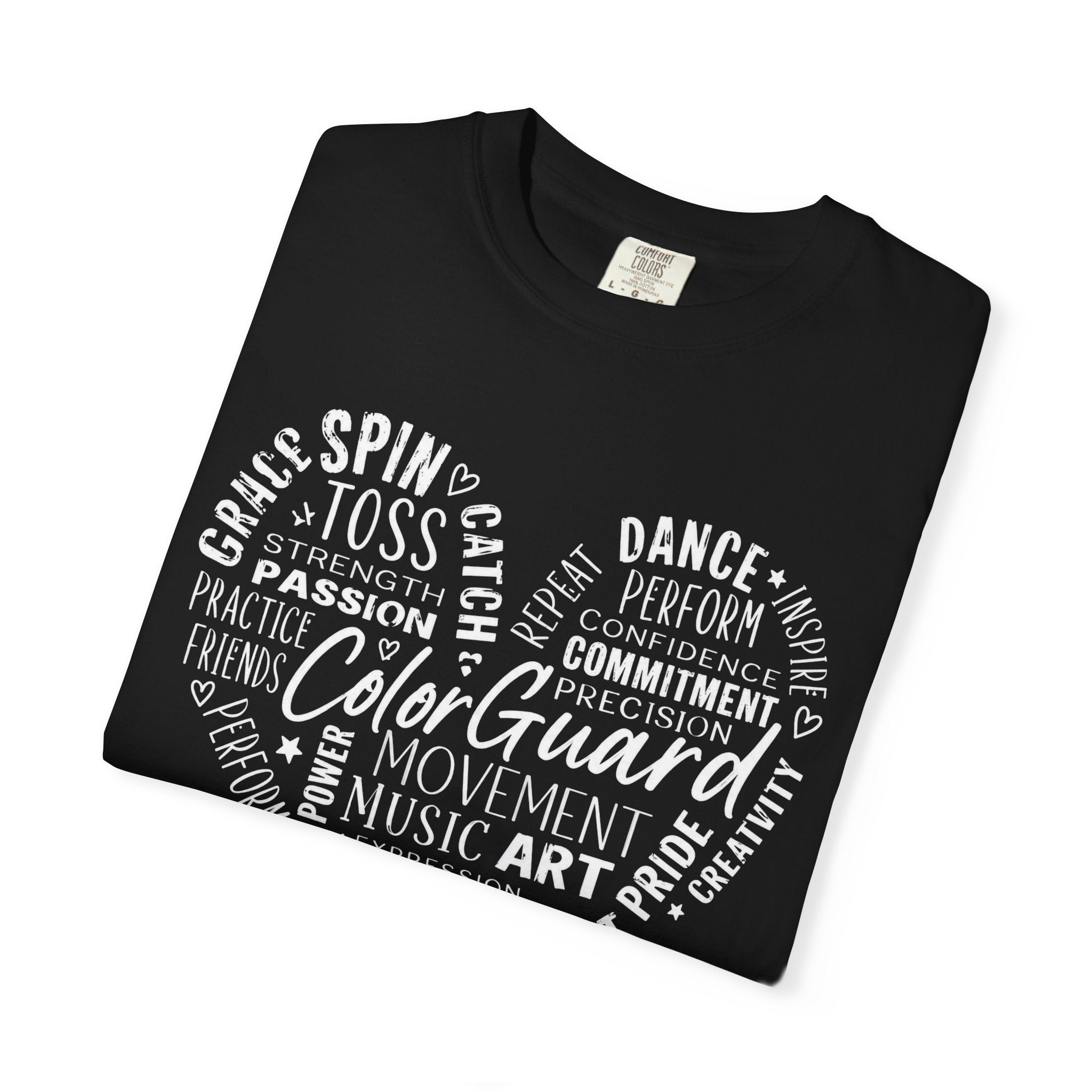 Color Guard Heart Word Art T-shirt | Modern Color Guard Graphic Tee