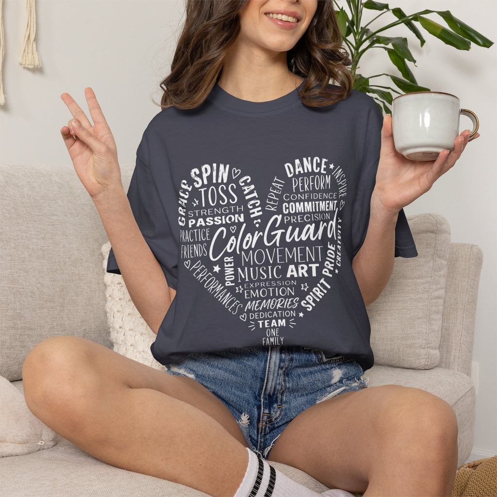 Color Guard Heart Word Art T-shirt | Modern Color Guard Graphic Tee