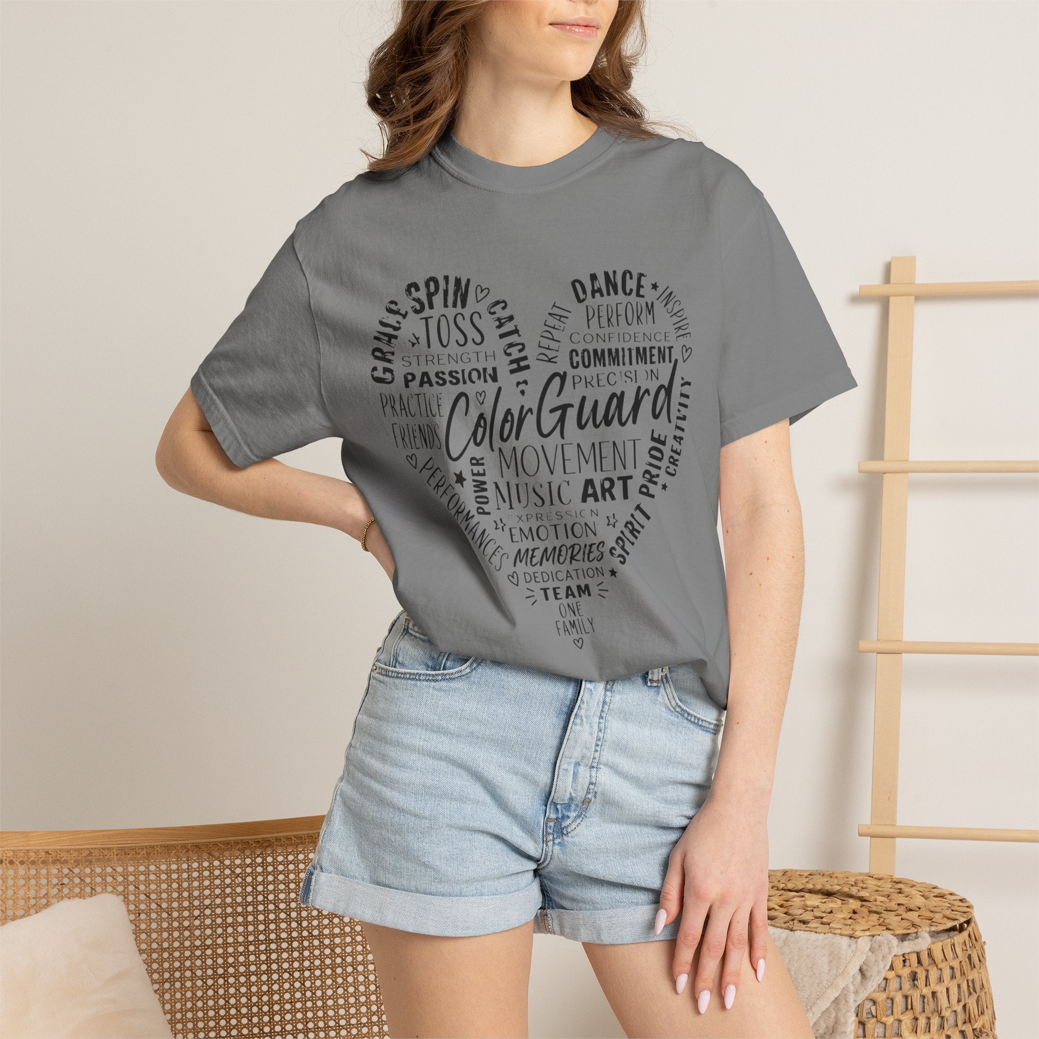 Color Guard Heart Word Art T-shirt | Modern Color Guard Graphic Tee